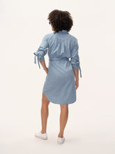 Load image into Gallery viewer, Chambray Shirt Dress with Tie - CS1
