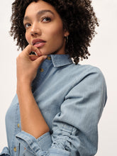 Load image into Gallery viewer, Chambray Shirt Dress with Tie - CS1