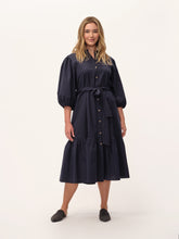 Load image into Gallery viewer, The Button-Up Puff Sleeve Cotton Dress
