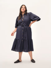 Load image into Gallery viewer, The Button-Up Puff Sleeve Cotton Dress
