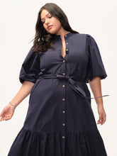Load image into Gallery viewer, The Button-Up Puff Sleeve Cotton Dress
