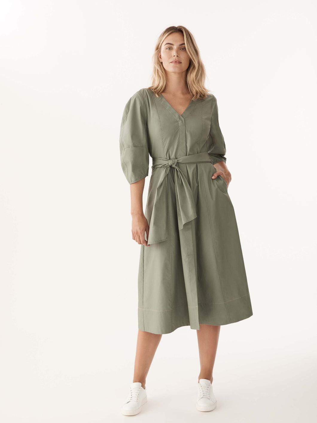 The V-Neck Flared Cotton Dress
