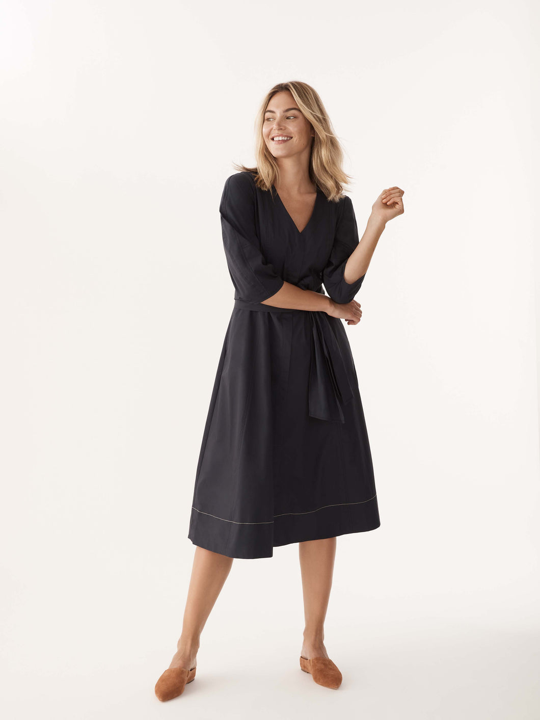 The V-Neck Flared Cotton Dress
