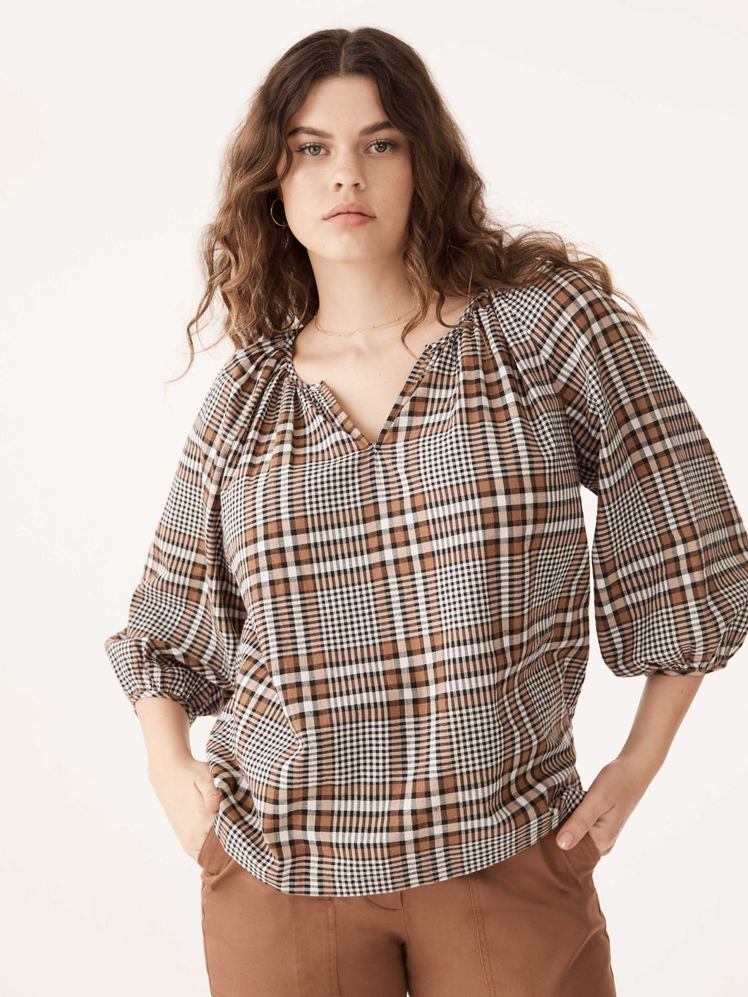 The Cropped Sleeve Cotton Blouse