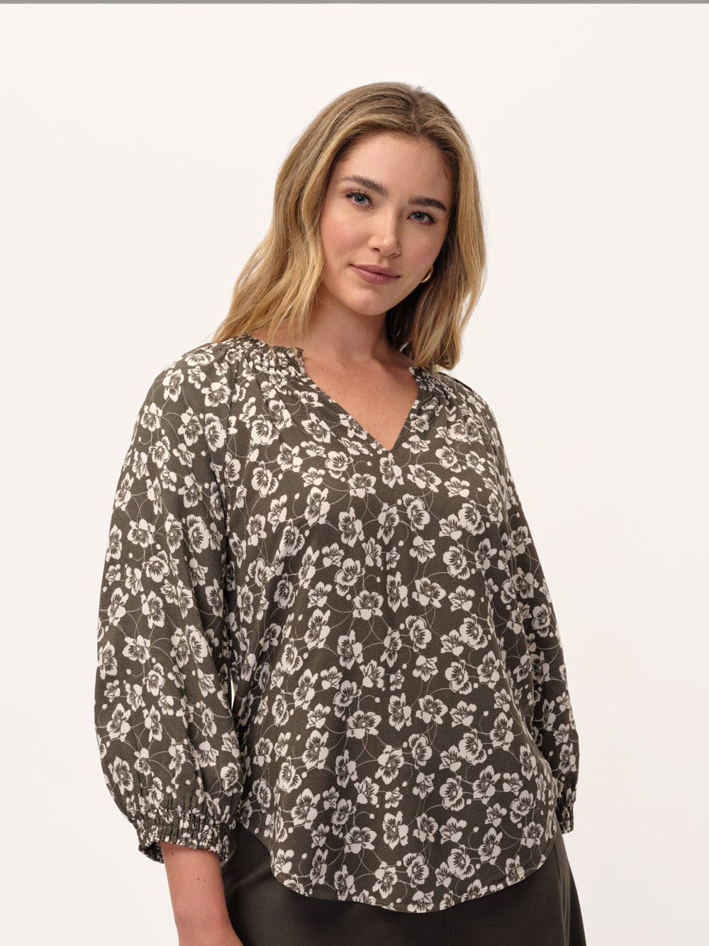 The Floral Print Shirred Top