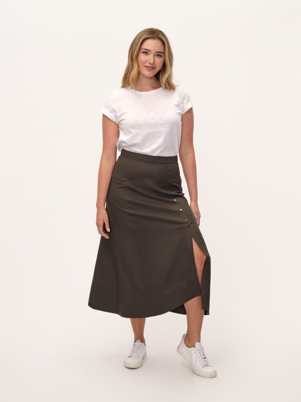 The Asymmetrical Button Wrap Skirt