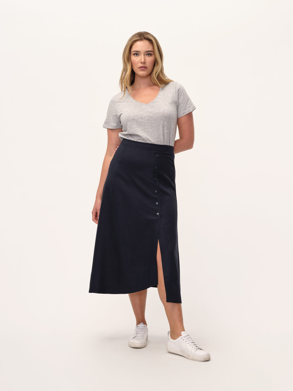 The Asymmetrical Button Wrap Skirt